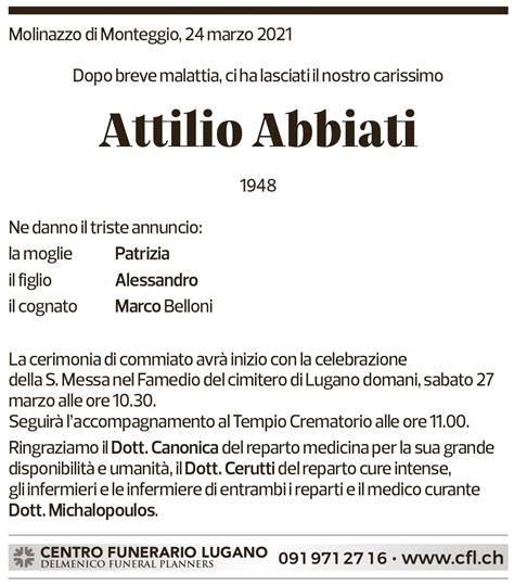corriere del ticino annunci funebri di oggi